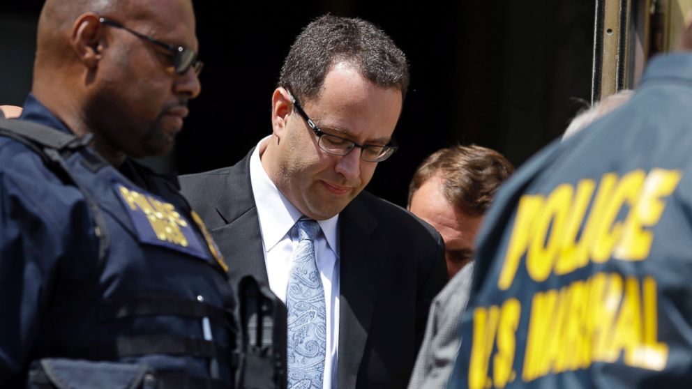 Former Subway pitchman Jared Fogle leaves the Federal Courthouse in Indianapolis, Aug. 19, 2015 following a hearing on child-pornography charges. 