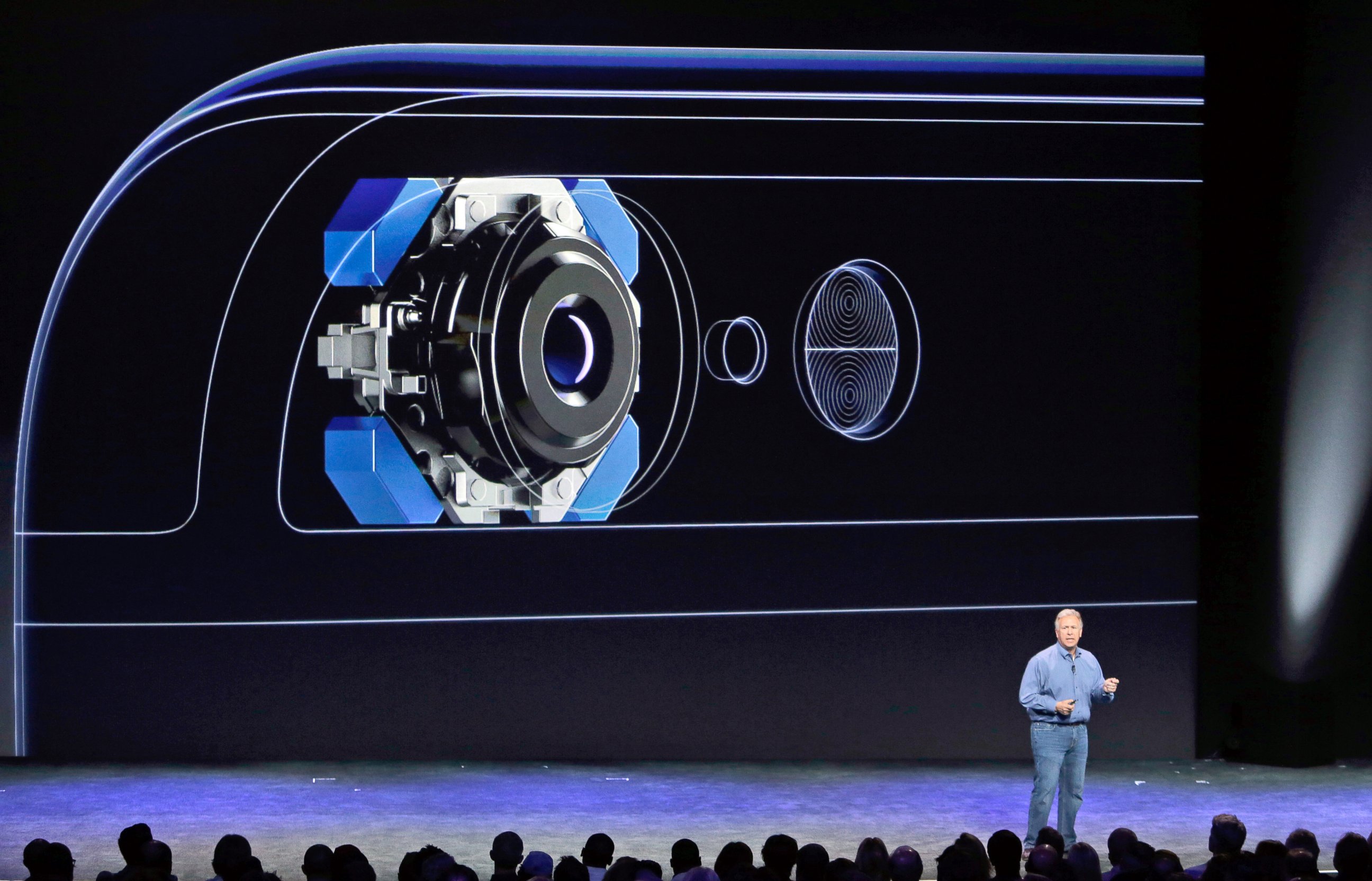 PHOTO: Phil Schiller, Apple's senior vice president of worldwide product marketing, discusses the camera features on the new iPhone 6 and iPhone 6 plus, Sept. 9, 2014, in Cupertino, Calif.