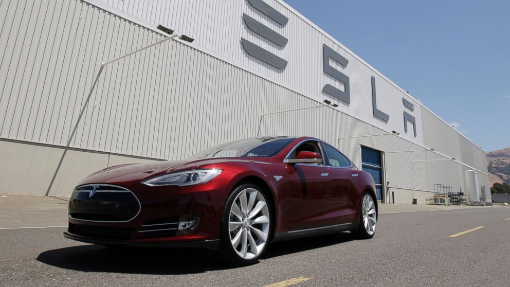A Tesla Model S sits outside the Tesla factory in Fremont, Calif., Nov. 13, 2013.
