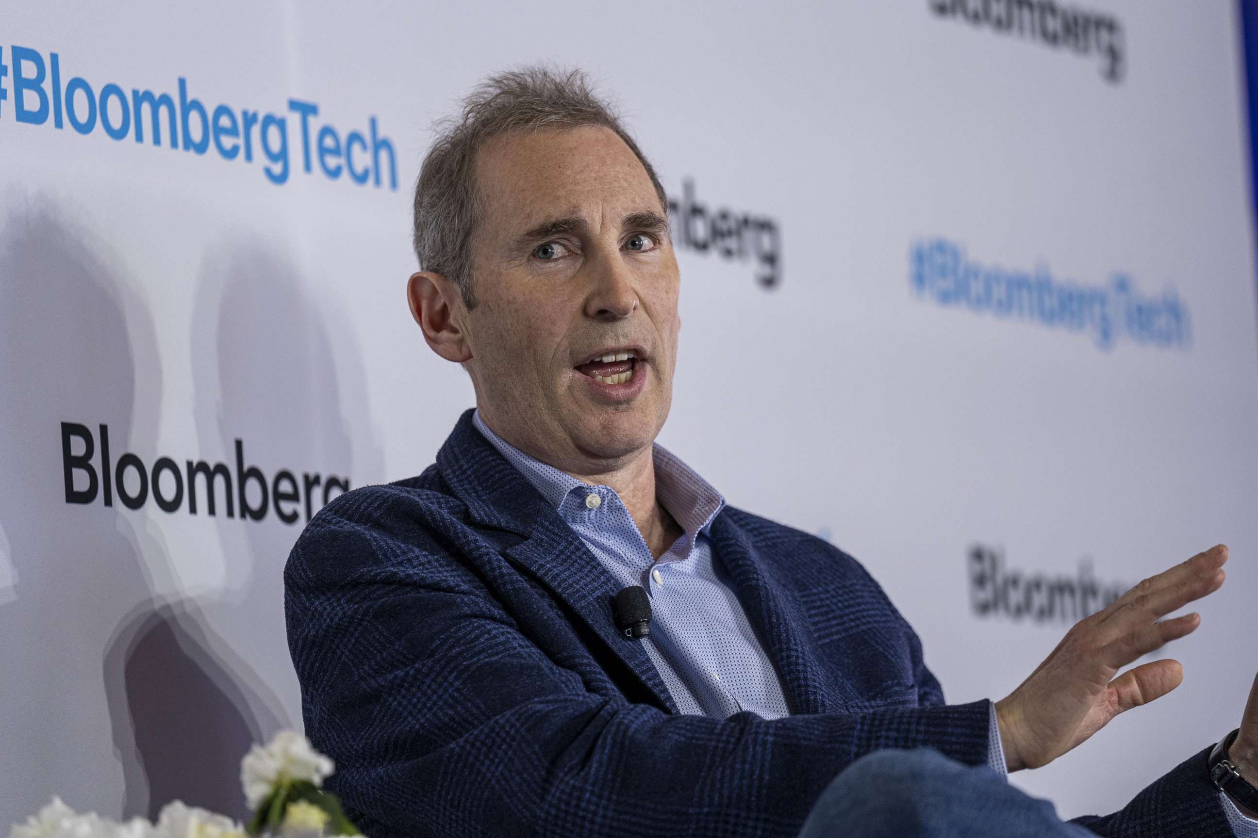 PHOTO: Andy Jassy, CEO of Amazon.Com Inc., speaks during the Bloomberg Technology Summit in San Francisco, June 8, 2022. 