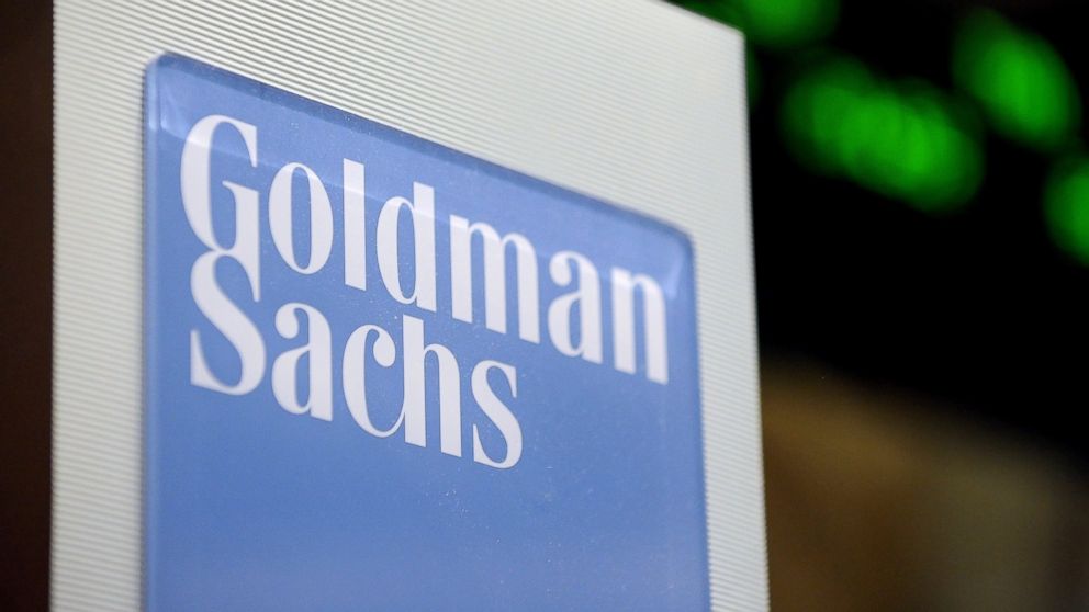 PHOTO: A file photo dated Jan. 19, 2011 showing a view of a sign at the Goldman Sachs booth on the floor of the New York Stock Exchange in New York City.