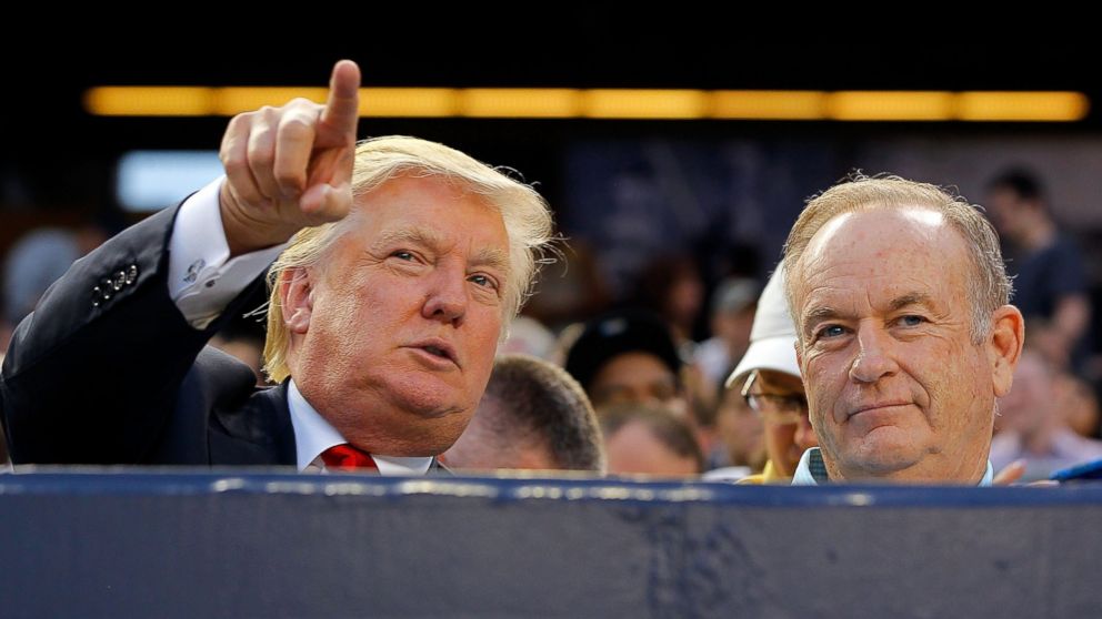 PHOTO: Donald Trump and Bill O'Reilly attend a game between the New York Yankees and the Baltimore Orioles at Yankee Stadium, July 30, 2012, in New York City. 