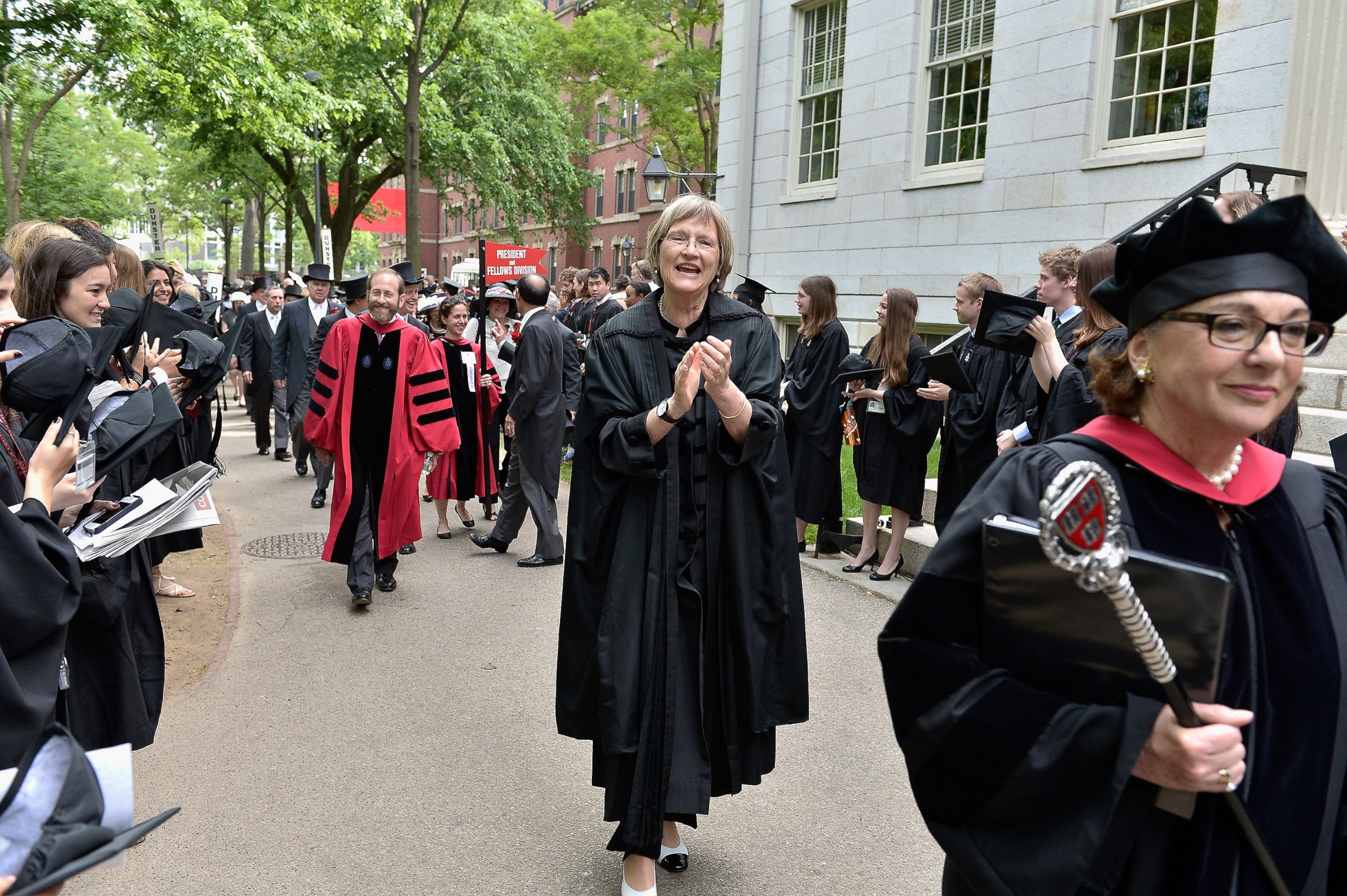 PHOTO: Harvard President Drew Gilpin Faust attends the Harvard University 2015 Commencement on May 28, 2015 in Cambridge, Massachusetts. 