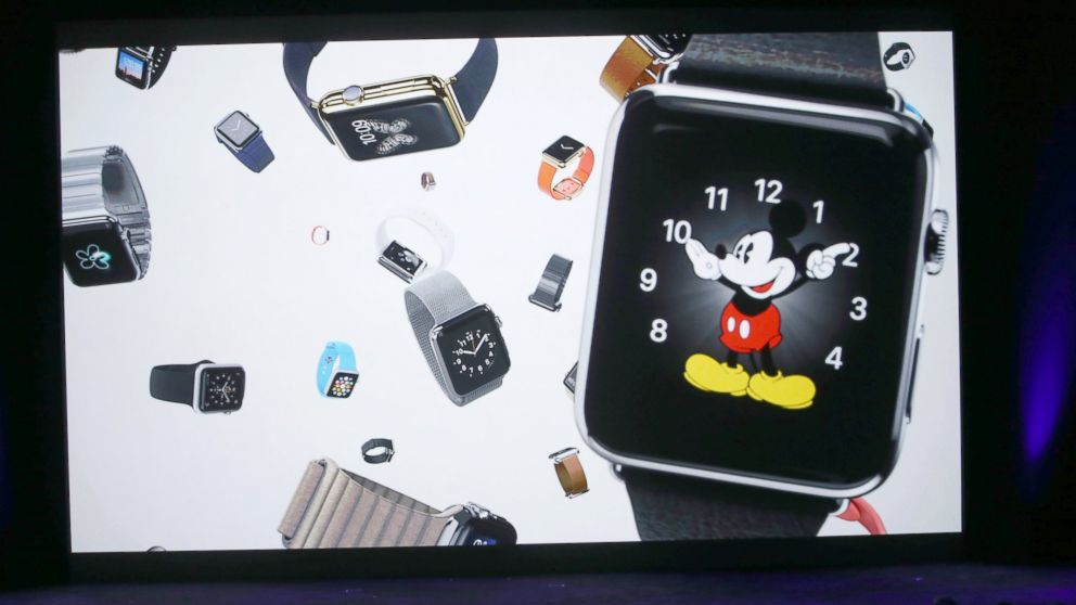 PHOTO: A video about the Apple Watch is shown during an Apple special event at the Flint Center for the Performing Arts, Sept. 9, 2014 in Cupertino, Calif.