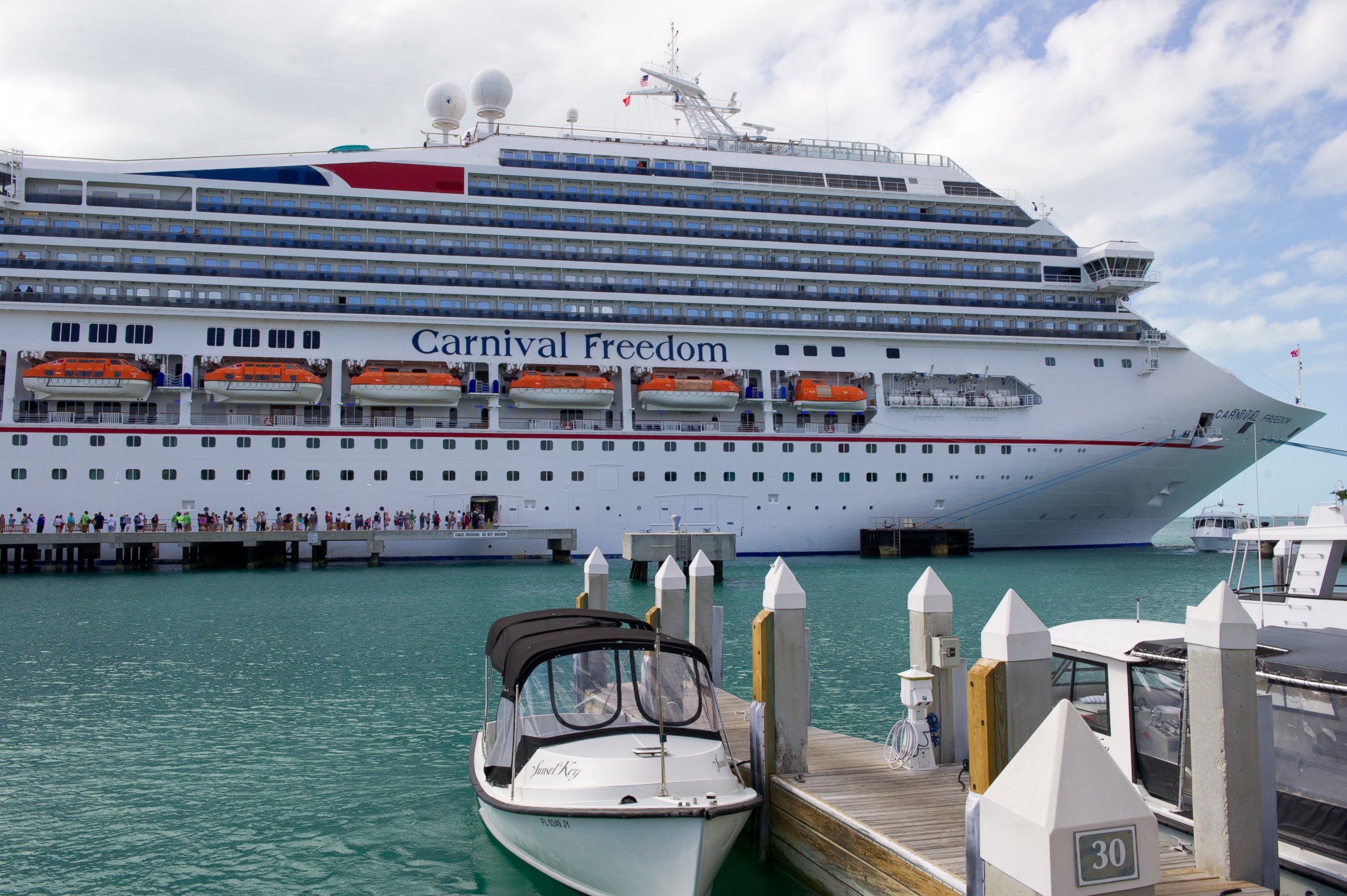 PHOTO: A Carnival Freedom cruise ship is seen in Key West, Florida in this undated file photo.