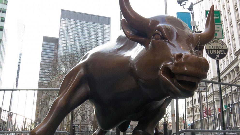 A general view of the charging bull statue also known as the Wall Street Bull is seen, March 5, 2012, in New York.  