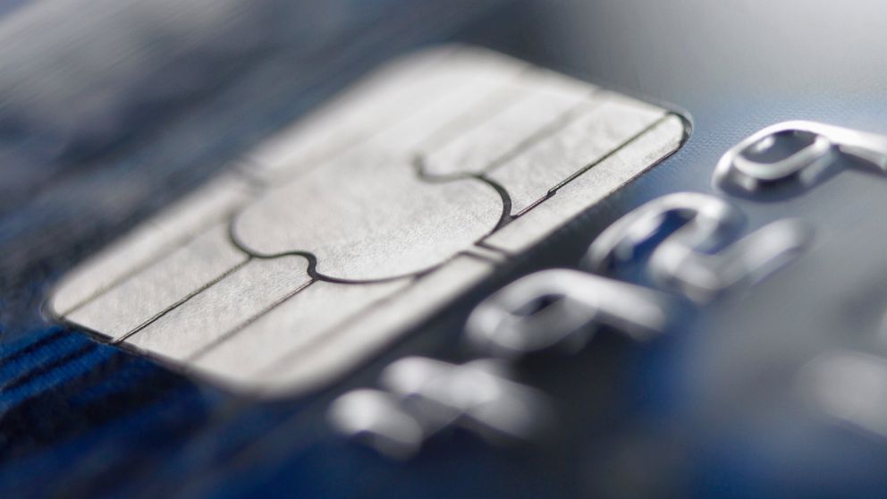 A credit card chip is pictured in this stock image. 