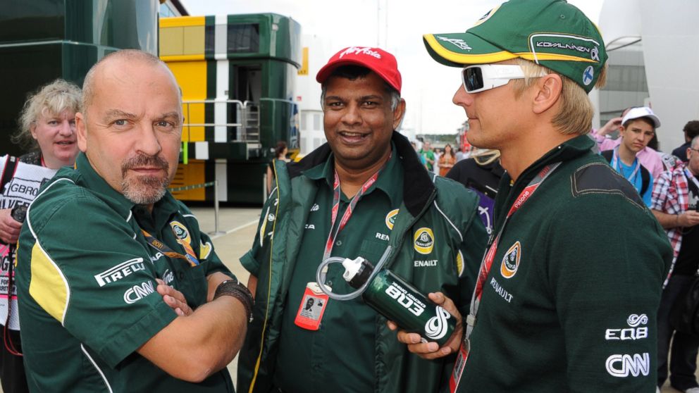 PHOTO: Mike Gascoyne, Tony Fernandes and Heikki Kovalainen at the British Formula One Grand Prix at the Silverstone Circuit on July 10, 2011 in Northampton, England. 
