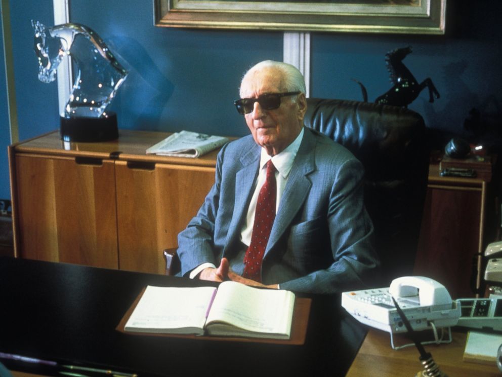 PHOTO:Enzo Ferrari sits at his office in 1985 in Maranello, Italy.