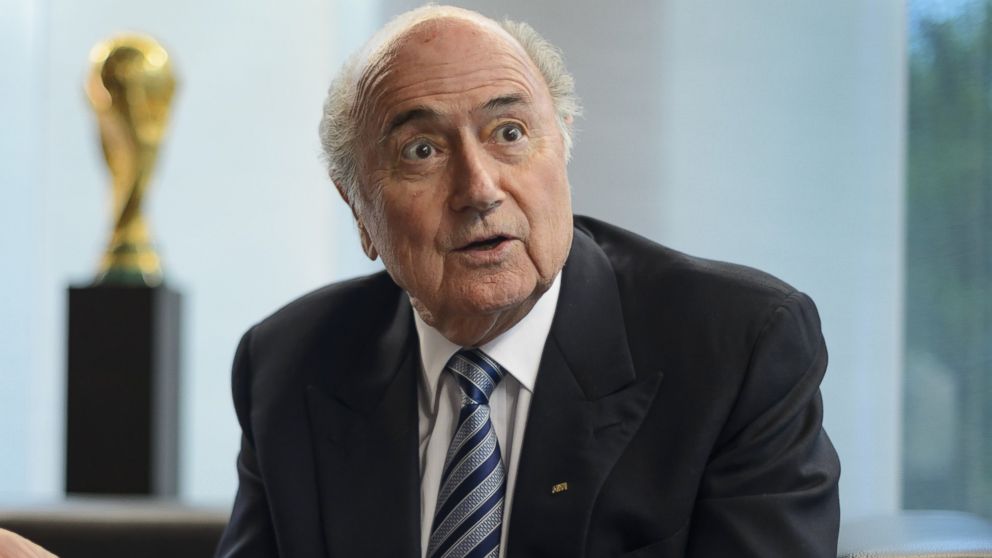PHOTO: President of International governing body of association football FIFA Sepp Blatter gestures during an interview on May 15, 2015 at the of organization's headquarters in Zurich.