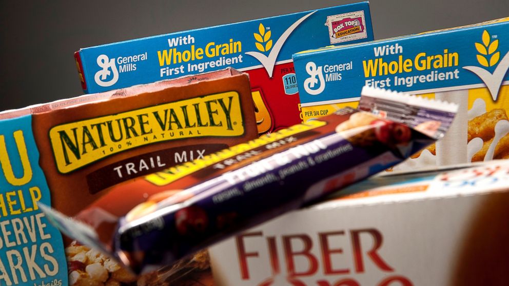 General Mills Inc. products are arranged for a photograph in New York, June 25, 2012.