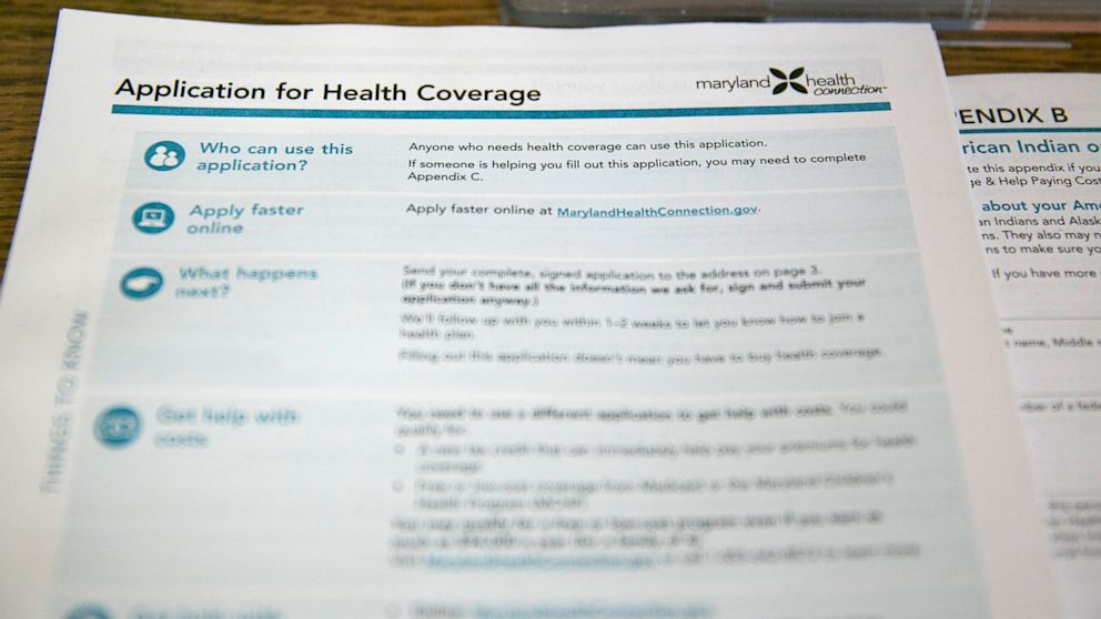 A Maryland Health Connection health insurance marketplace application sits at a Community Clinic Inc. health center in Takoma Park, Md, Oct. 1, 2013. 