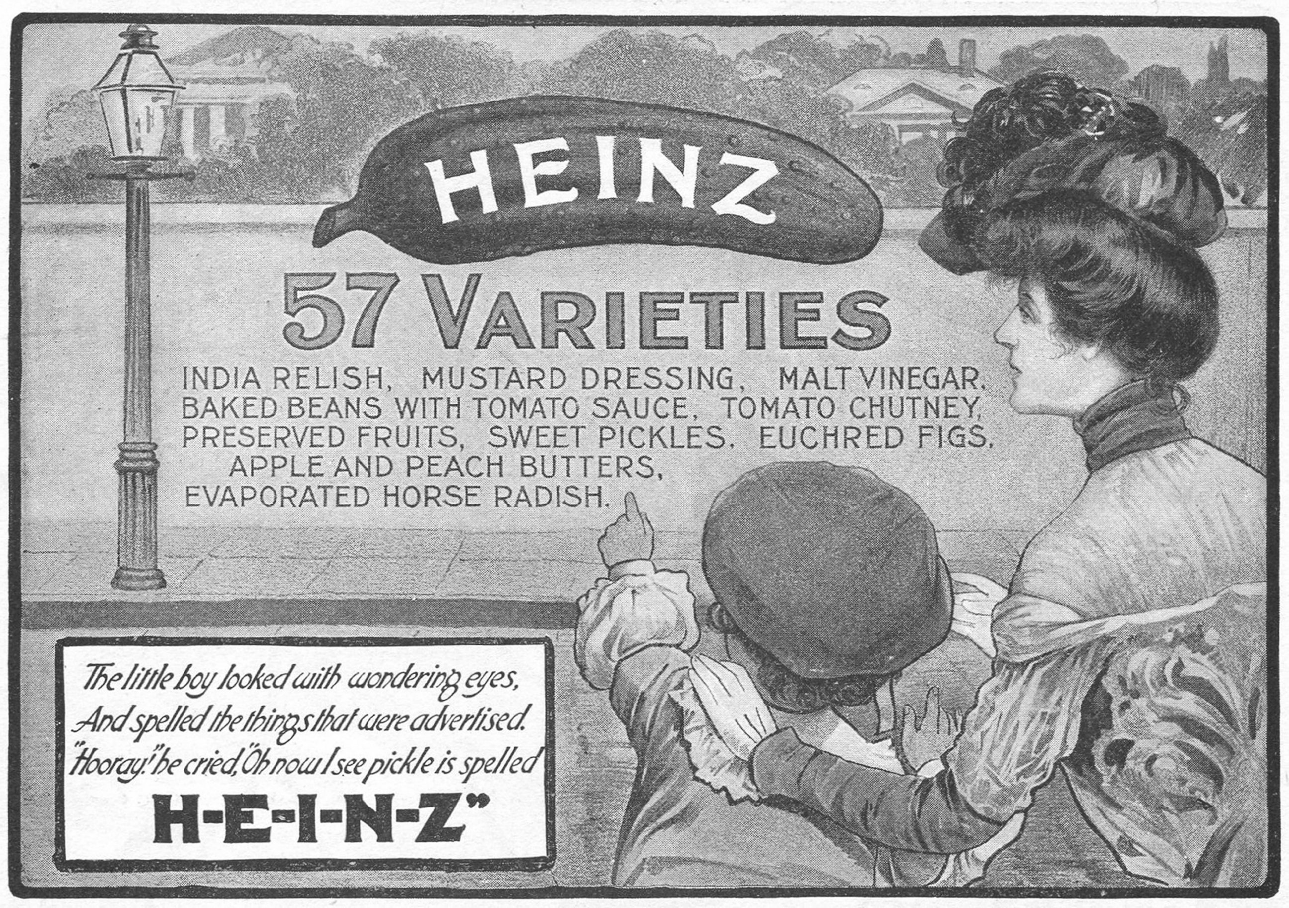 PHOTO: An advertisement is pictured for Heinz Pickles by the H.J. Heinz Company in New York and Pittsburgh in 1902. 