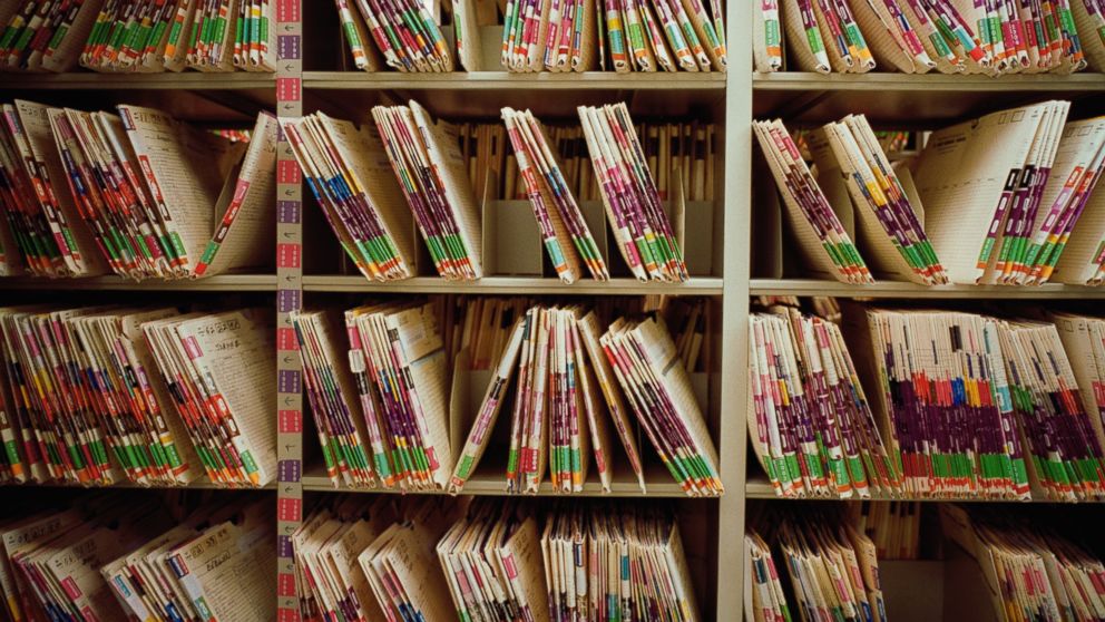 Medical files are seen on the shelves in this undated file photo. 