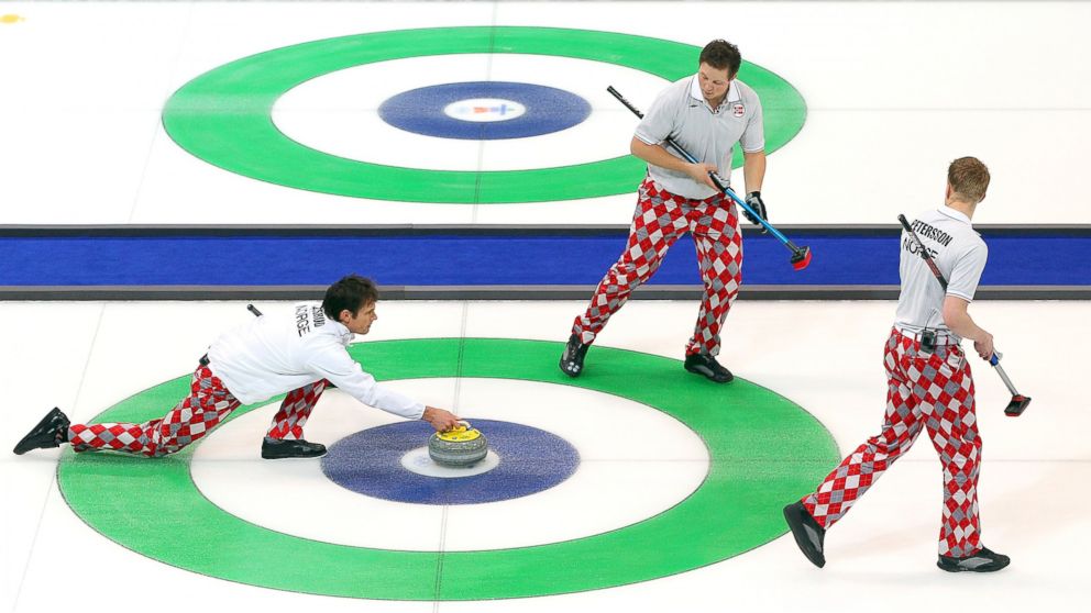 Thomas Ulsrud of Norway slides a stone down the ice during the Curling Men's Gold medal game between Canada and Norway on day 16 of the Vancouver 2010 Winter Olympics at the Vancouver Olympic Centre, Feb. 27, 2010 in Vancouver, Canada.