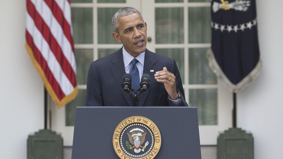 President Barack Obama makes a statement on the Paris Agreement at The White House, Oct. 5, 2016, in Washington. 