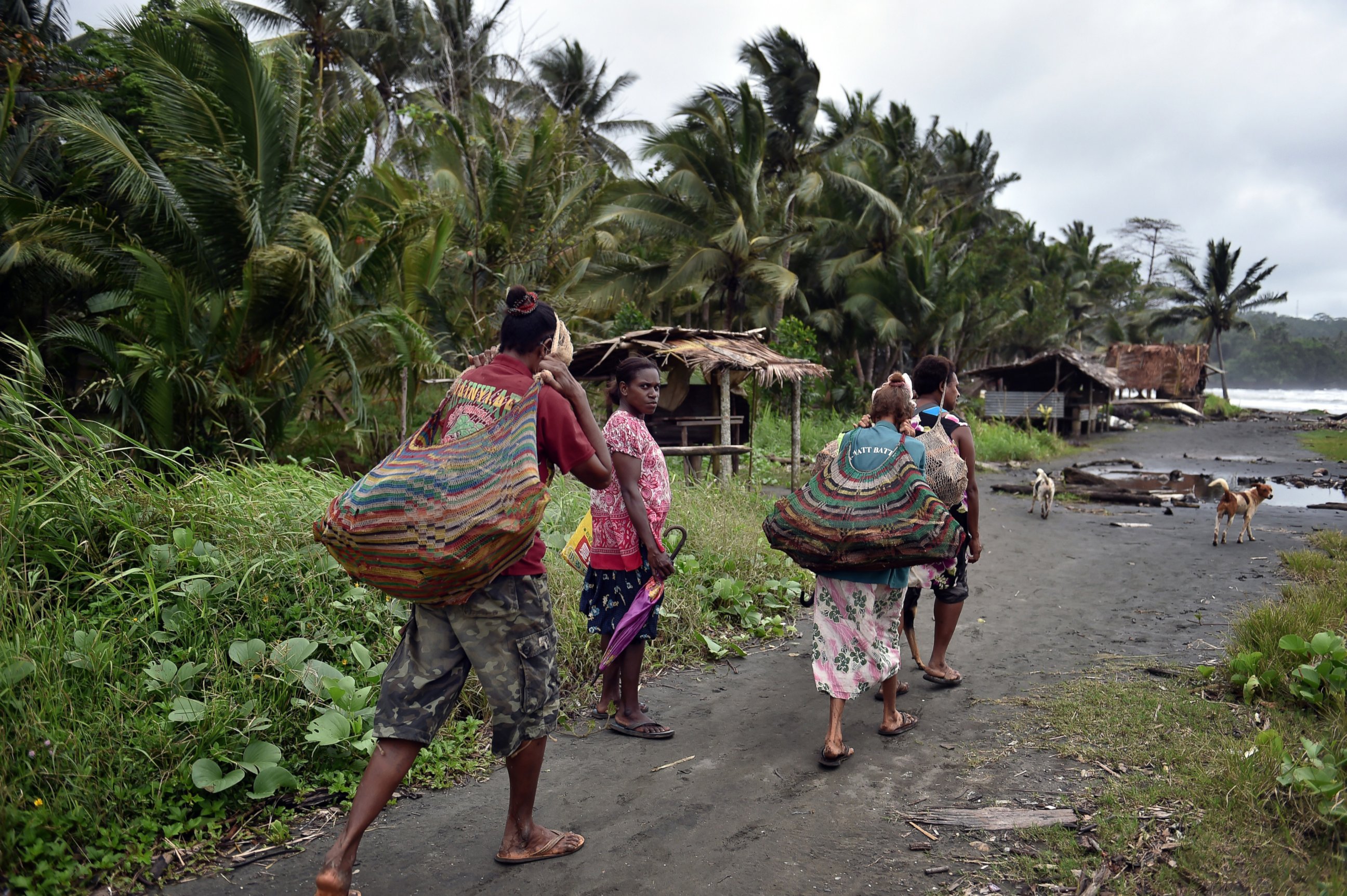 PHOTO: Women carry wood in the town of Kerema, Papua New Guinea, Sept. 5, 2014.