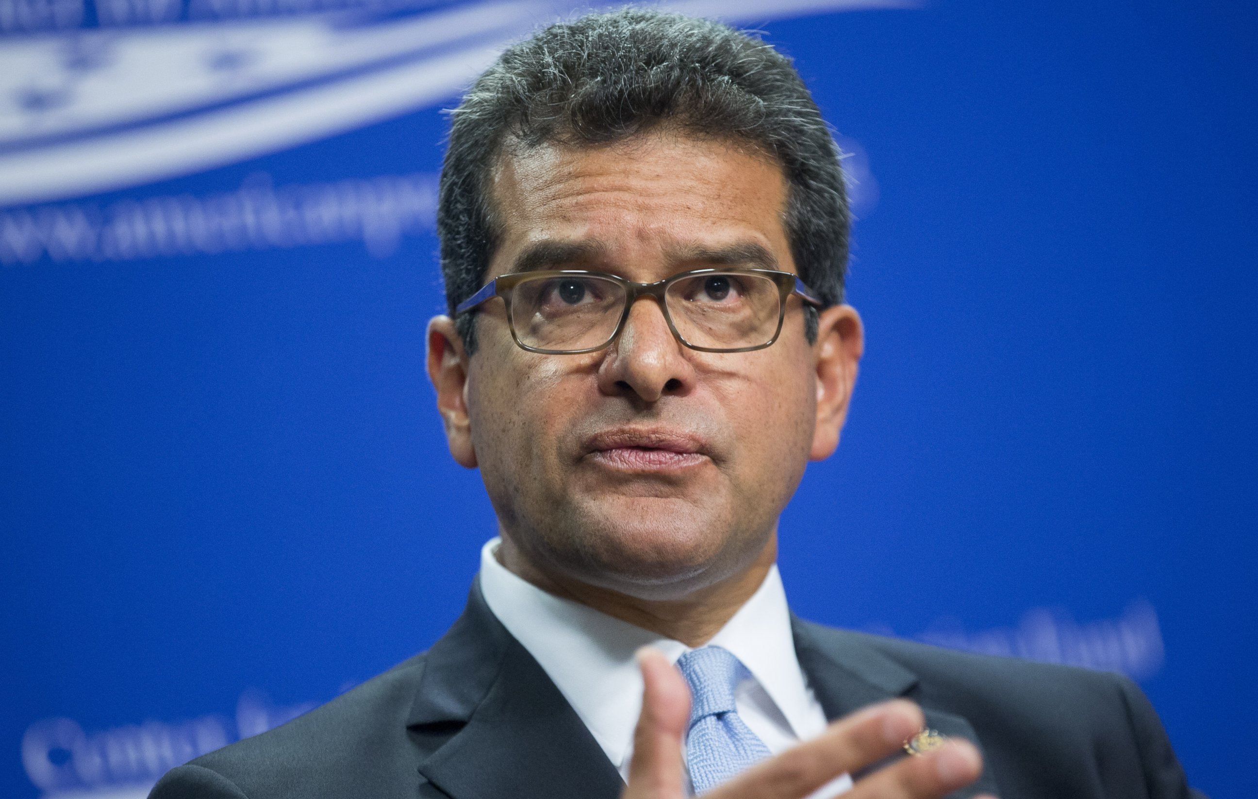 PHOTO: Representative Pedro Pierluisi, resident commissioner of Puerto Rico, speaks during a panel discussion at the Center for American Progress Action Fund in Washington, June 23, 2016. 