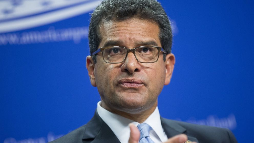 PHOTO: Representative Pedro Pierluisi, resident commissioner of Puerto Rico, speaks during a panel discussion at the Center for American Progress Action Fund in Washington, June 23, 2016. 