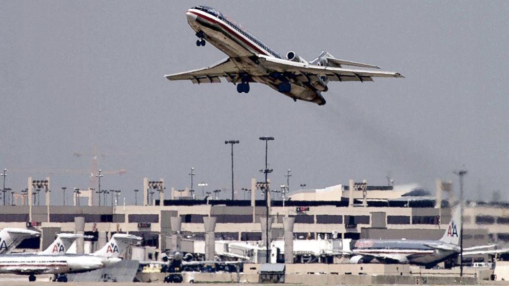 PHOTO: This Sept. 17, 2001, file photo shows an American Airlines jet taking off from Dallas/Ft. Worth International Airport in Dallas, Texas.