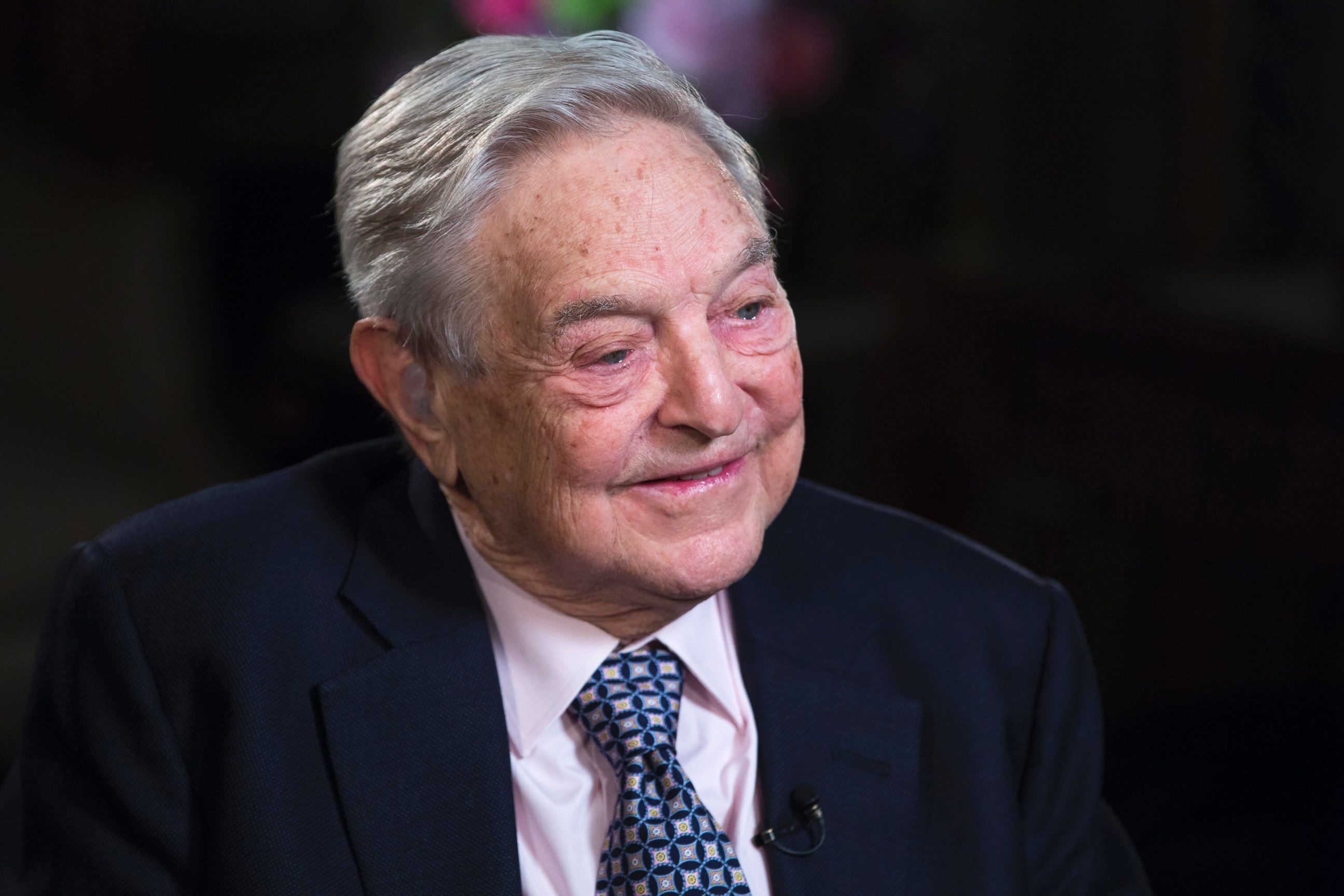 PHOTO: George Soros, billionaire and founder of Soros Fund Management LLC, reacts during a Bloomberg Television interview recorded at his home in London, U.K., on March 24, 2015. 