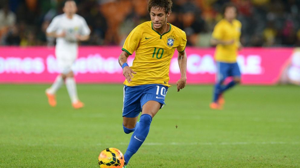 PHOTO: Neymar of Brazil kicks the ball during a match between South Africa and Brazil