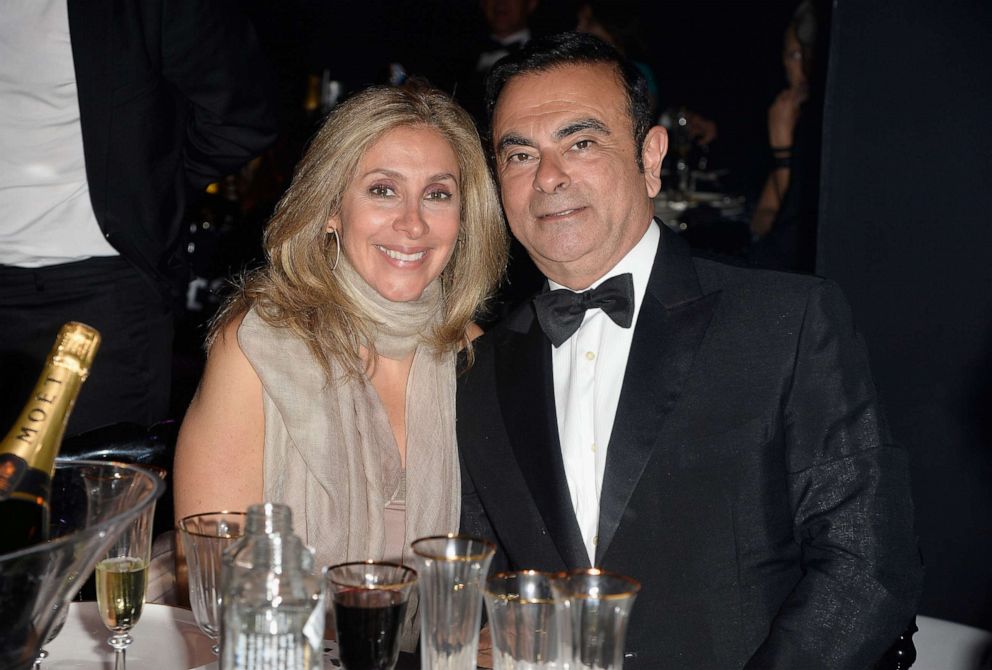 PHOTO: CEO of Renault and Nissan Carlos Ghosn (R) and his wife Carole Ghosn attend amfAR's 22nd Cinema Against AIDS Gala, May 21, 2015, in Cap d'Antibes, France.