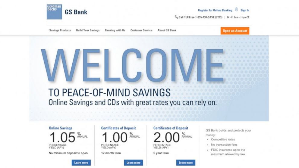 PHOTO: Goldman Sachs offers savings accounts to the public.