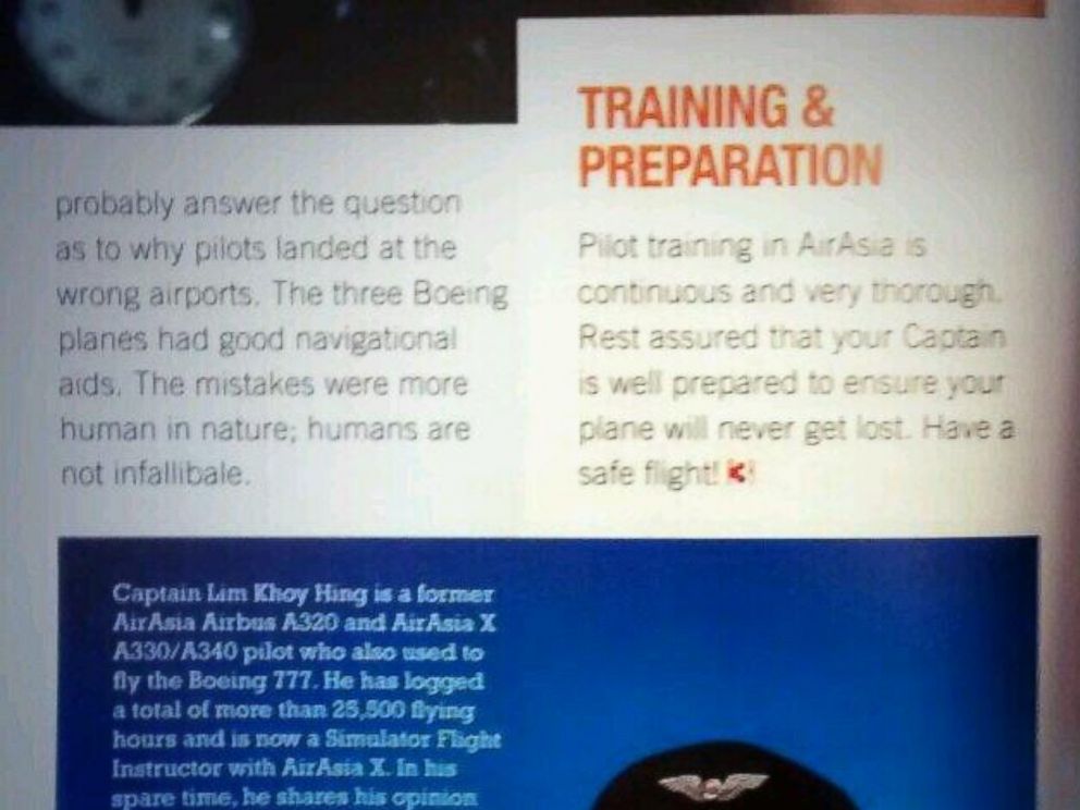 PHOTO: This image posted to Twitter by user Jimie Cheng shows an article in AirAsia's magazine