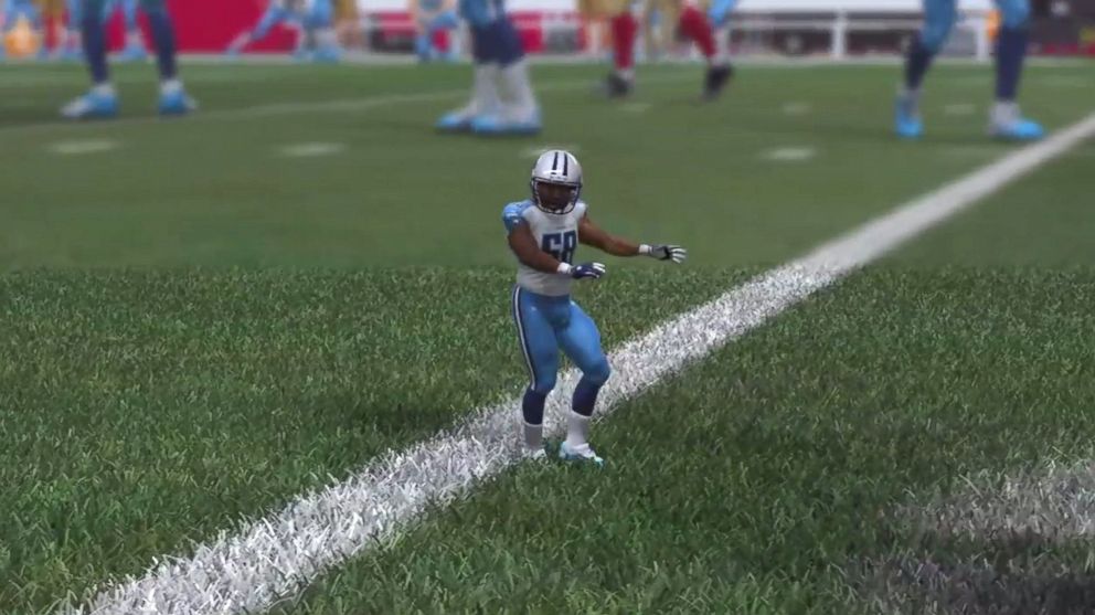 PHOTO: A glitch in the Madden NFL 15 video game shows a tiny version of Cleveland Browns player Christian Kirksey