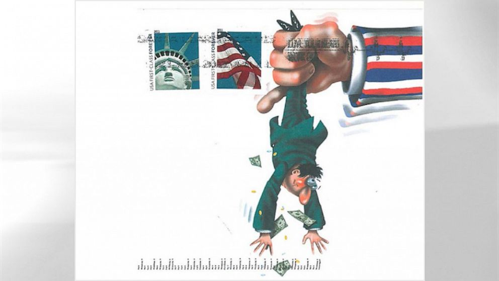 PHOTO: debt collector's cartoon envelope