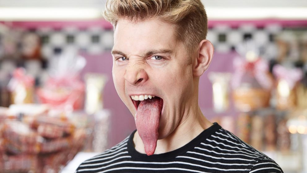 The longest tongue measures 10.1 cm (3.97 in) from its tip to the middle of the closed top lip and belongs to Nick Stoeberl (USA). It was verified in Salinas, Calif.