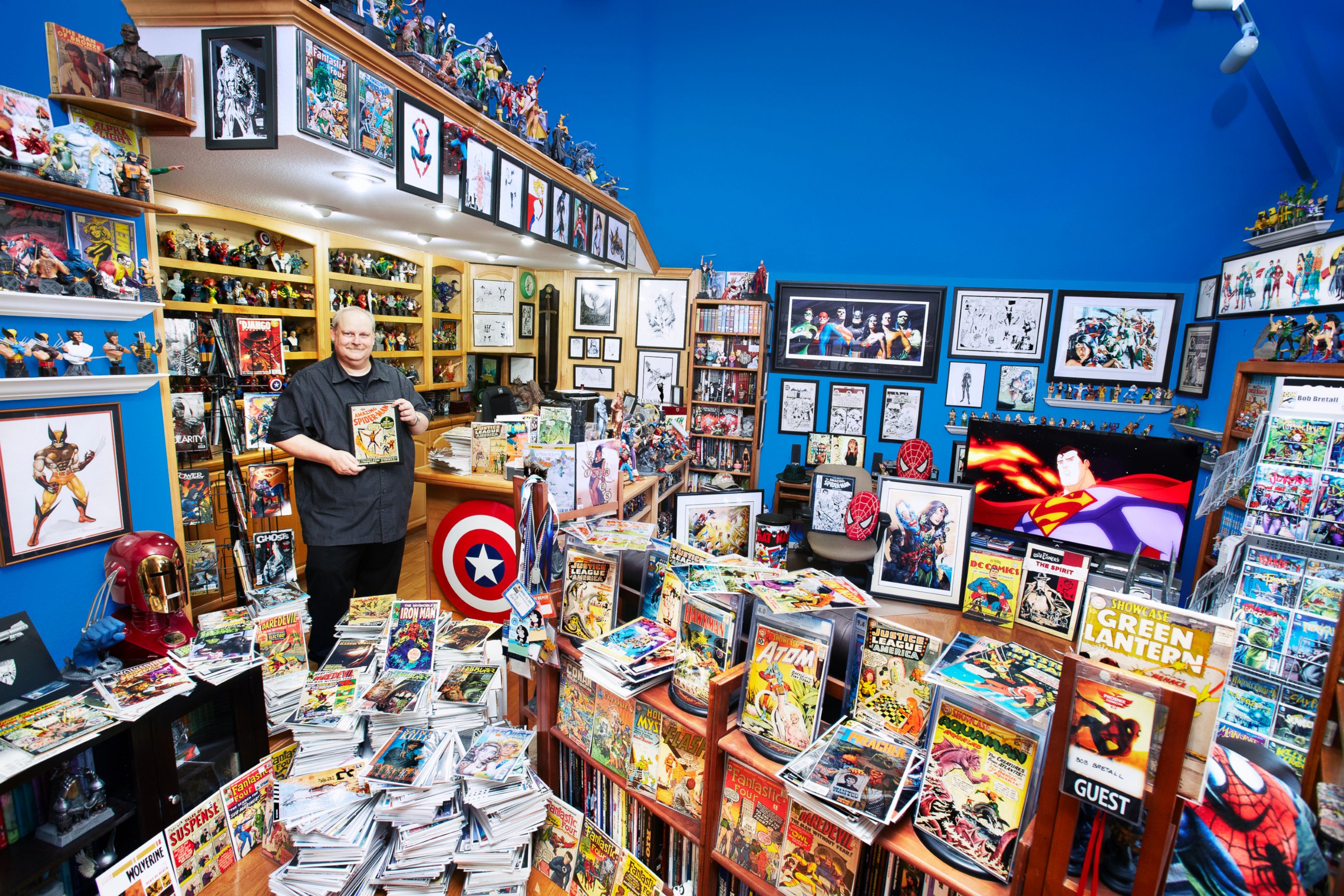 PHOTO: The largest collection of comic books includes 94,268 unique items and is owned by Bob Bretall of Mission Viejo, Calif.