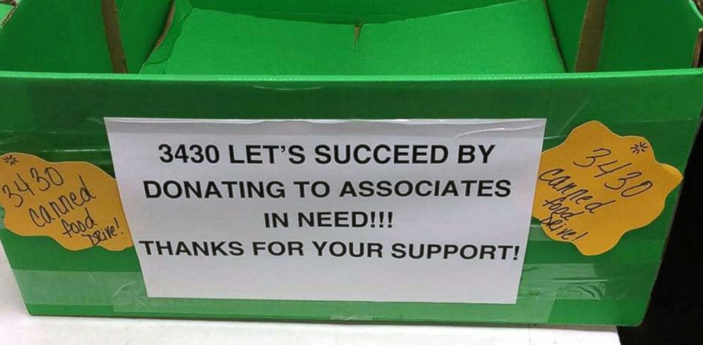 PHOTO: A Walmart worker in Oklahoma shared a photo from store #3430 of bins for food that's donated to staff.