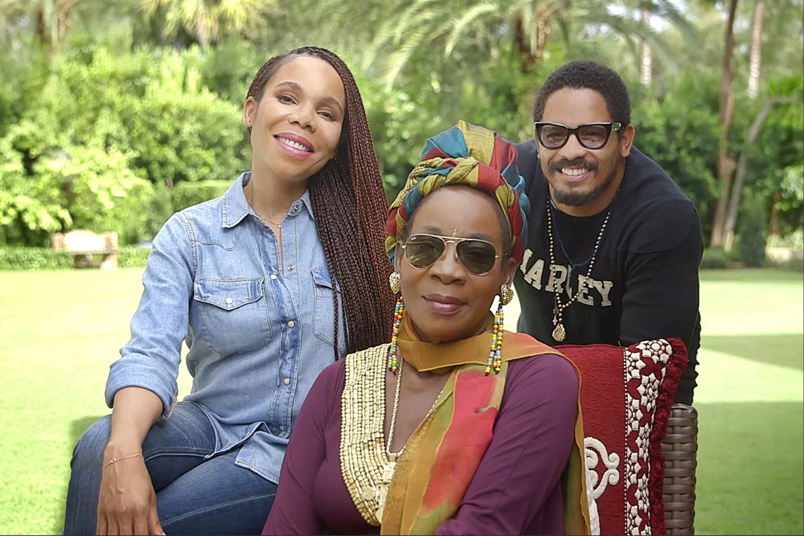 PHOTO: Cedella Marley, Bob's daughter; Rita Marley, Bob's wife; and Rohan Marley, Bob's son. 