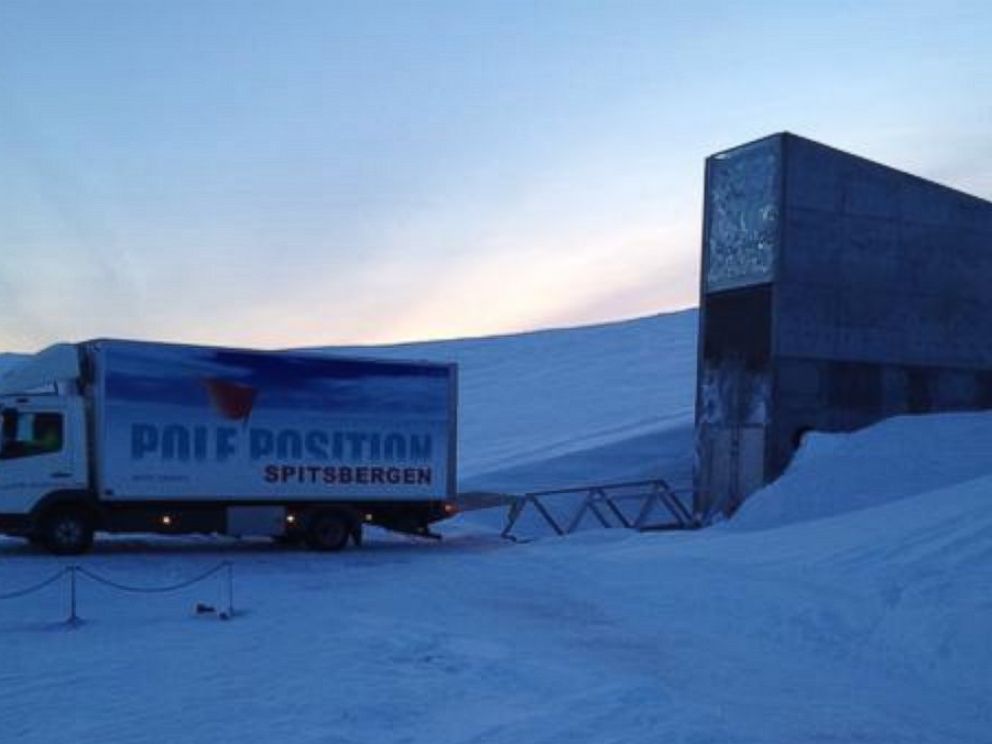 PHOTO: A truck delivers seed shipments to Norway's Svalbard Global Seed Vault