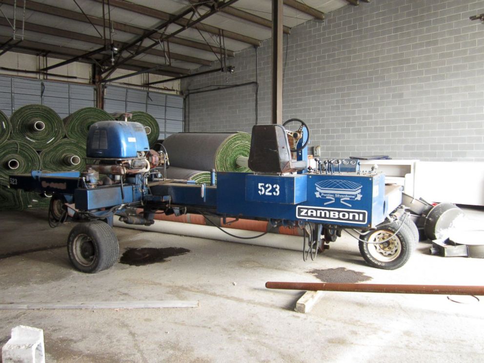 PHOTO: A Zamboni turf machine at the Silverdome in Pontiac, Mich.