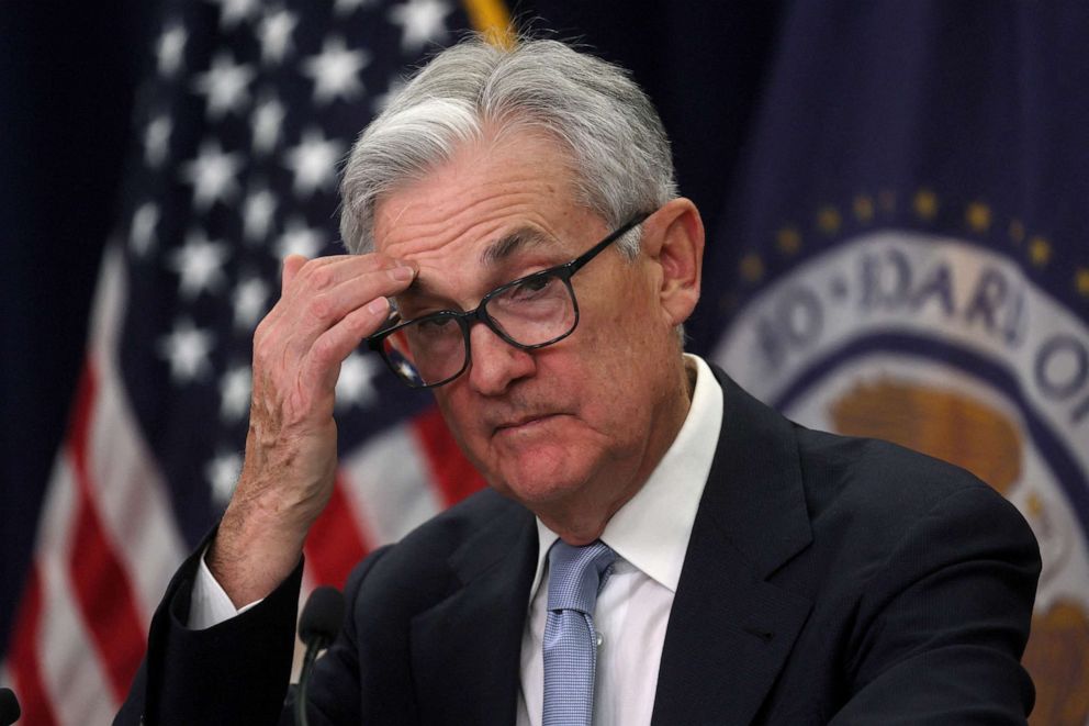 PHOTO: Federal Reserve Board Chair Jerome Powell holds a news conference in Washington, Mar 22, 2023.