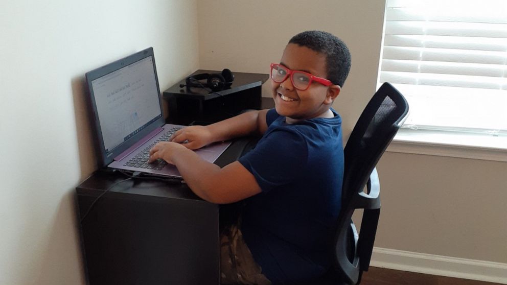 PHOTO: Matielyn Jones said she bought her son a new laptop, desk and chair for his virtual semester amid the coronavirus pandemic.
