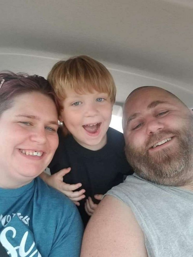 PHOTO: Carlton and Michelle Oakes pictured here with their young son. The Arkansas couple have been hit hard by coronavirus with Carlton now out of work and Michelle faced with dropping out of school to take care of the children.