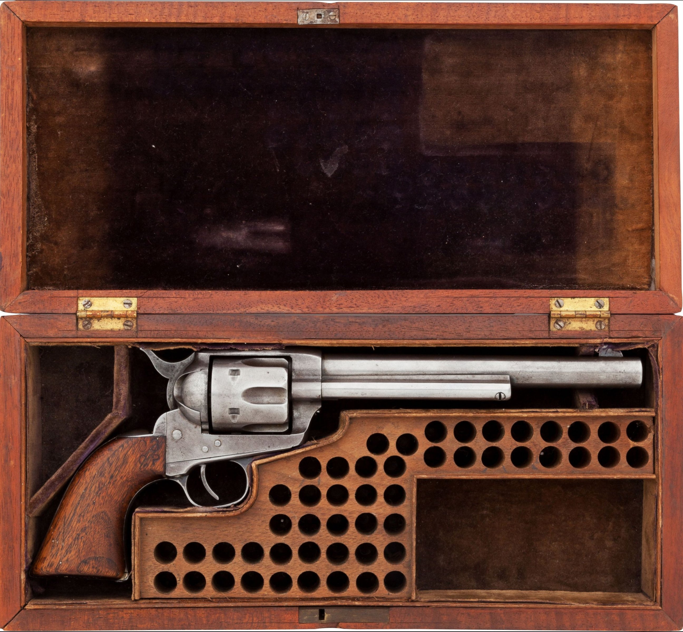 PHOTO:  The 1873 Colt Frontier Six Shooter Revolver gun belonging to William Frederick "Buffalo Bill" Cody is seen in this file photo at an action in Texas on June 5,2014. 