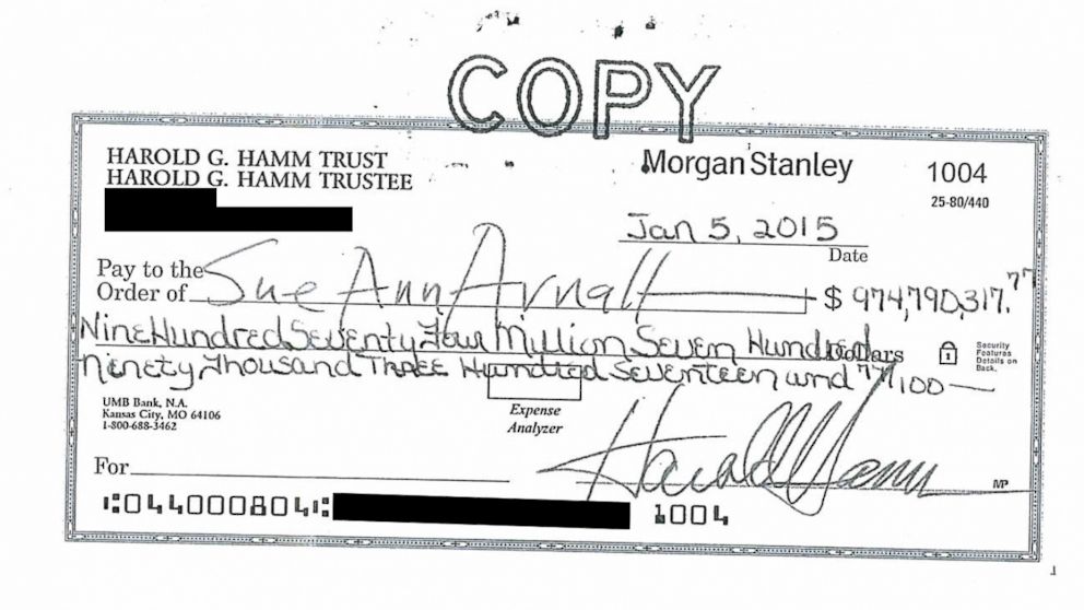 Ex-Wife Rejects $975M Personal Check From Billionaire Oilman Harold Hamm - ABC News