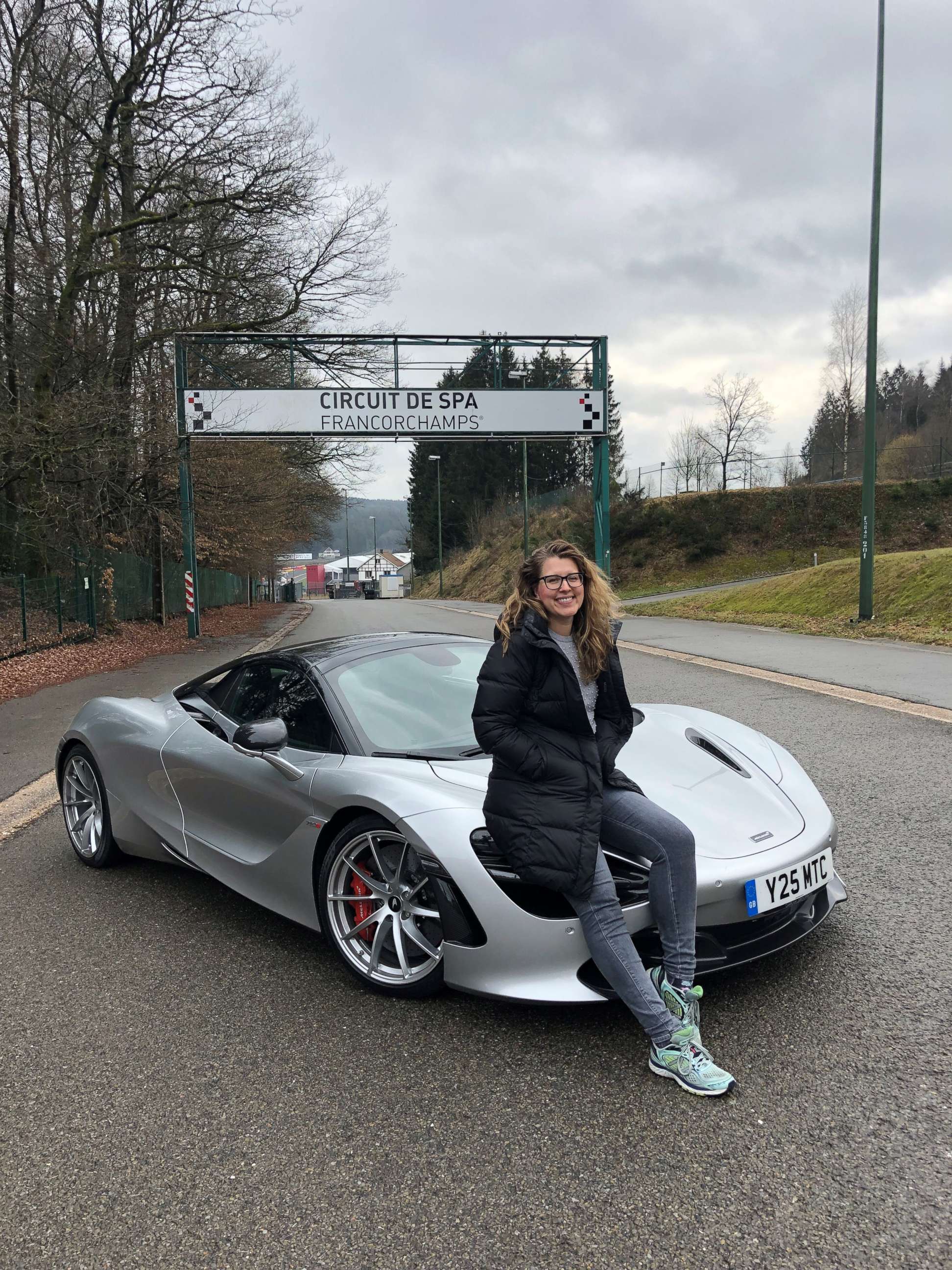 PHOTO: One of the stops on the three-day journey was visiting the Circuit de Spa-Francorchamps, the famous Formula One race track in Belgium. Morgan Korn pictured here with a 720S Spider. 