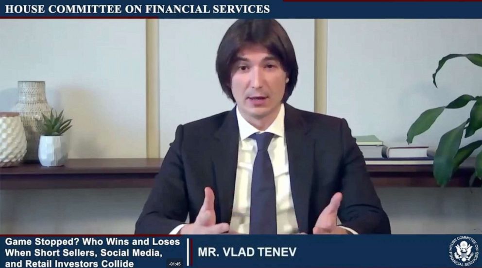 PHOTO: Vlad Tenev, Chief Executive Officer, Robinhood Markets, Inc., makes opening remarks during the US House Committee on Financial Services virtual hearing in Washington, D.C, Feb. 18, 2021.