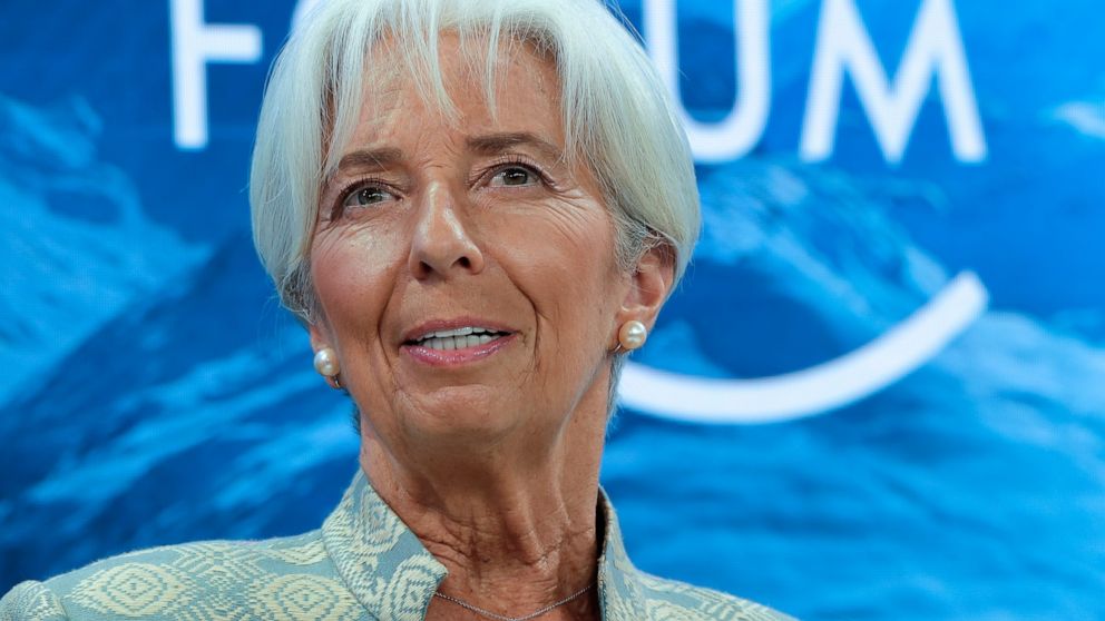 FILE - In this Thursday, Jan. 4, 2019 file photo, International Monetary Fund Managing Director Christine Lagarde, attends a session of the annual meeting of the World Economic Forum in Davos, Switzerland. European Union leaders on Tuesday, July 2, 2