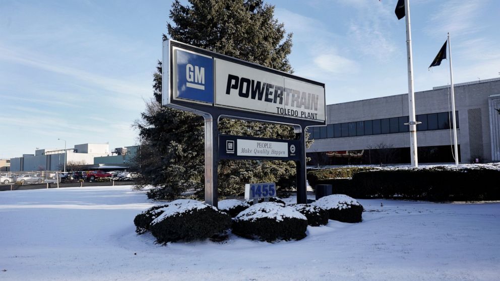 FILE - The exterior of the General Motors Toledo Transmission Operations facility is shown in Toledo, Ohio, Tuesday, Feb. 2, 2021. General Motors says it will spend $760 million to renovate its transmission factory in Toledo, so it can build drive li
