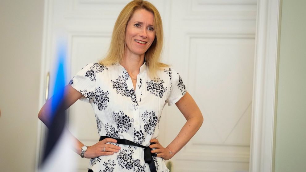 Prime Minister of Estonia, Kaja Kallas speaks during an interview with The Associated Press in Tallinn, Estonia, Wednesday, June 22, 2022. Kallas called European unity on the war in Ukraine “a negative surprise” for Russian President Vladimir Putin. 