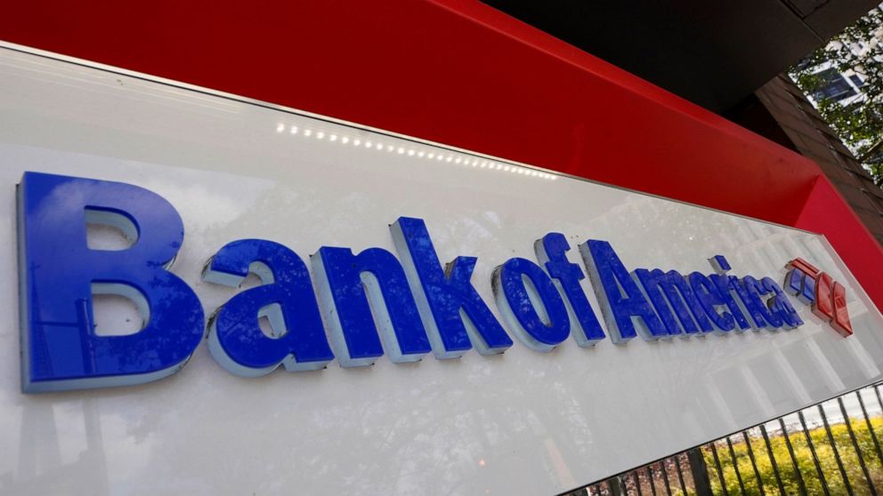 Bank of America signage is shown Wednesday, Feb. 10, 2021, in Atlanta. The nation’s largest banks are expected to report big profits for the first quarter, Tuesday, April 13, amid renewed confidence that pandemic-battered consumers and businesses can