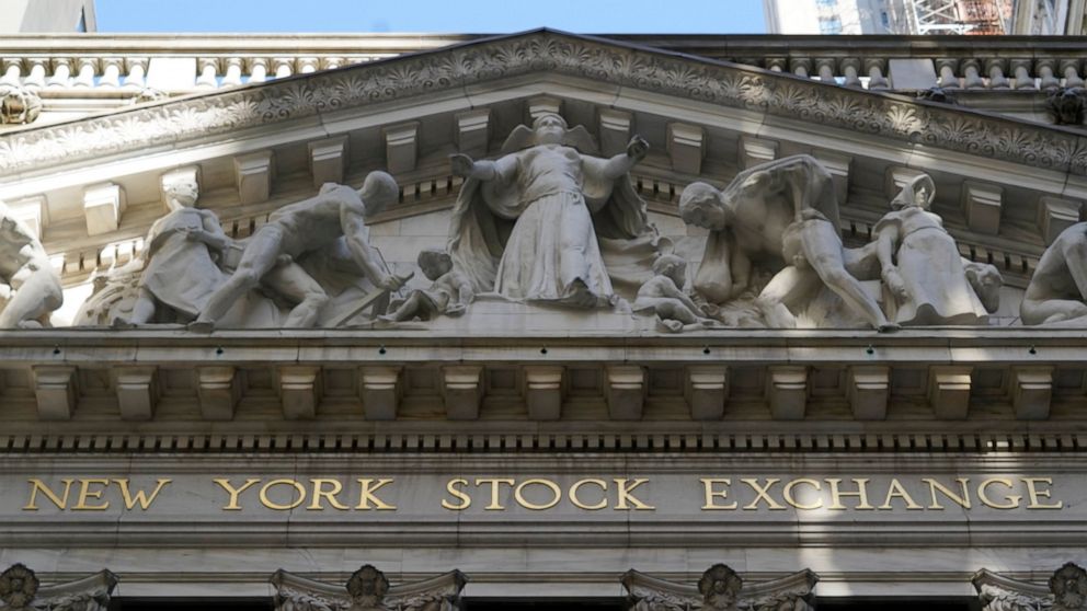 FILE - In this June 16, 2021 file photo, the facade of the New York Stock Exchange. Stocks are opening higher on Wall Street led by gains in a broad range of technology, financial and health care companies. Energy stocks were also doing well in the e