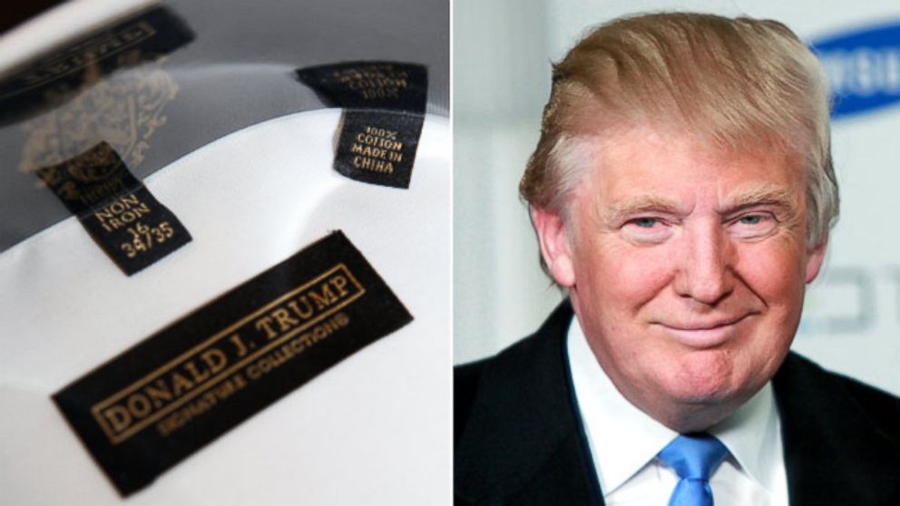 PHOTO: Donald Trump and a clothing label from his collection are seen in this undated file photo.